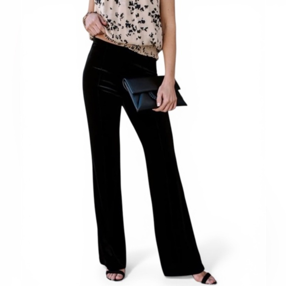 Linda Allard Ellen Tracy Velvet Pants Black luxurious Wide-Leg NEW WITH TAGS